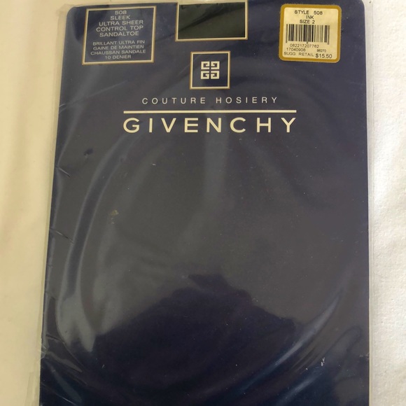 Givenchy Control Top Ultra Sheer Sandal Toe Hosiery Style 508 Size 2 INK - Picture 1 of 5